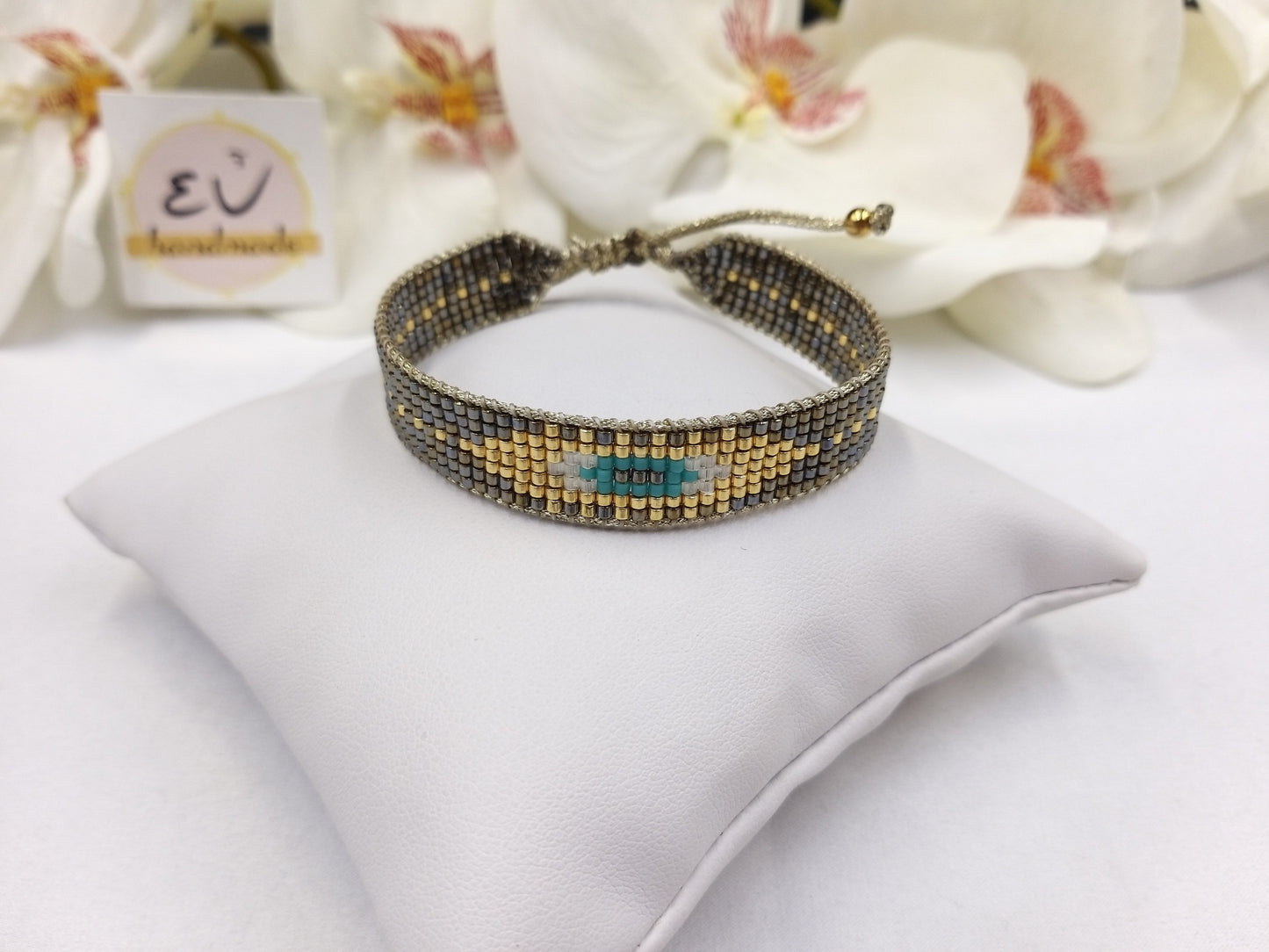 Χειροποίητο Βραχιόλι Miyuki σε Γκρι και Χρυσό