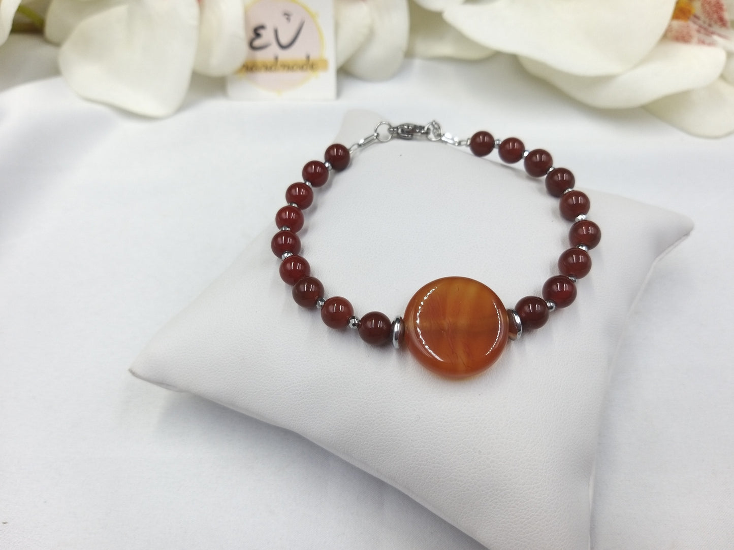 Χειροποίητο βραχιόλι με πέτρες κορνεόλης