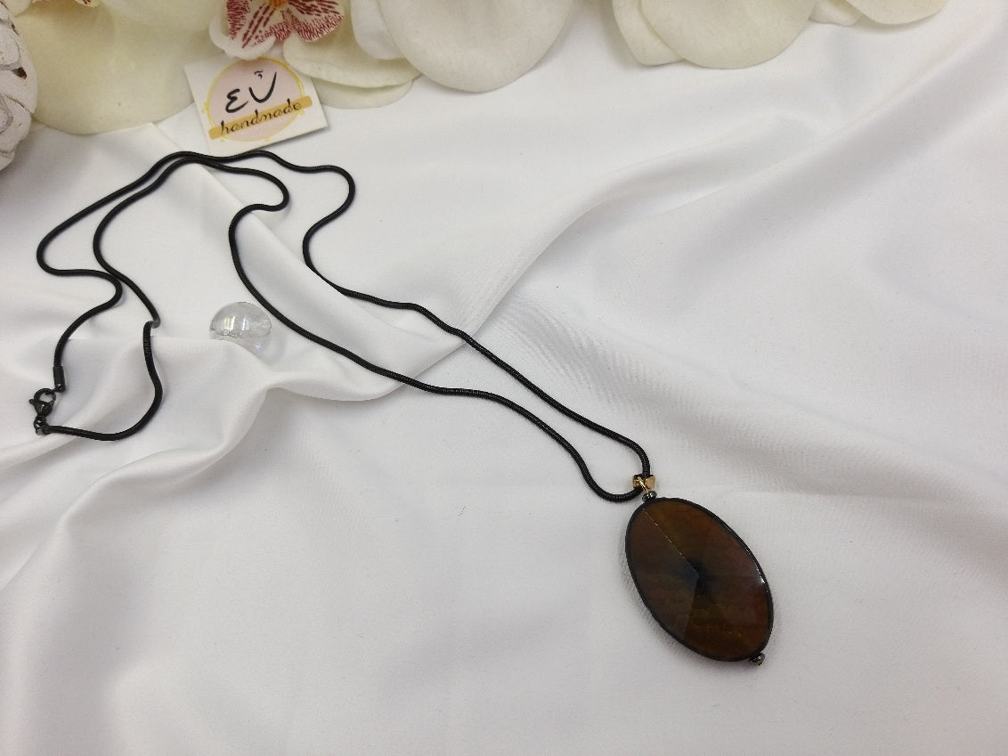 Χειροποίητο γυναικείο κολιέ αχάτη dragon με ατσάλινη αλυσίδα