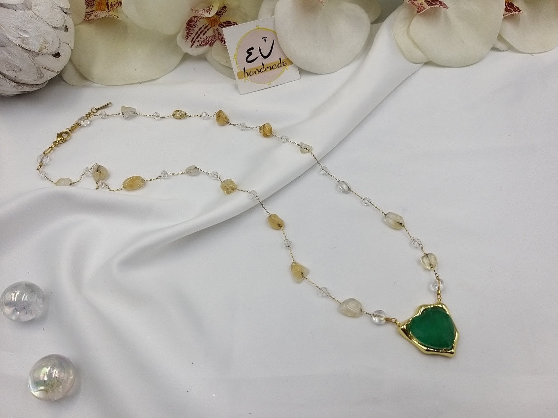 Χειροποίητο γυναικείο κολιέ καρδιά με ατσάλινη αλυσίδα