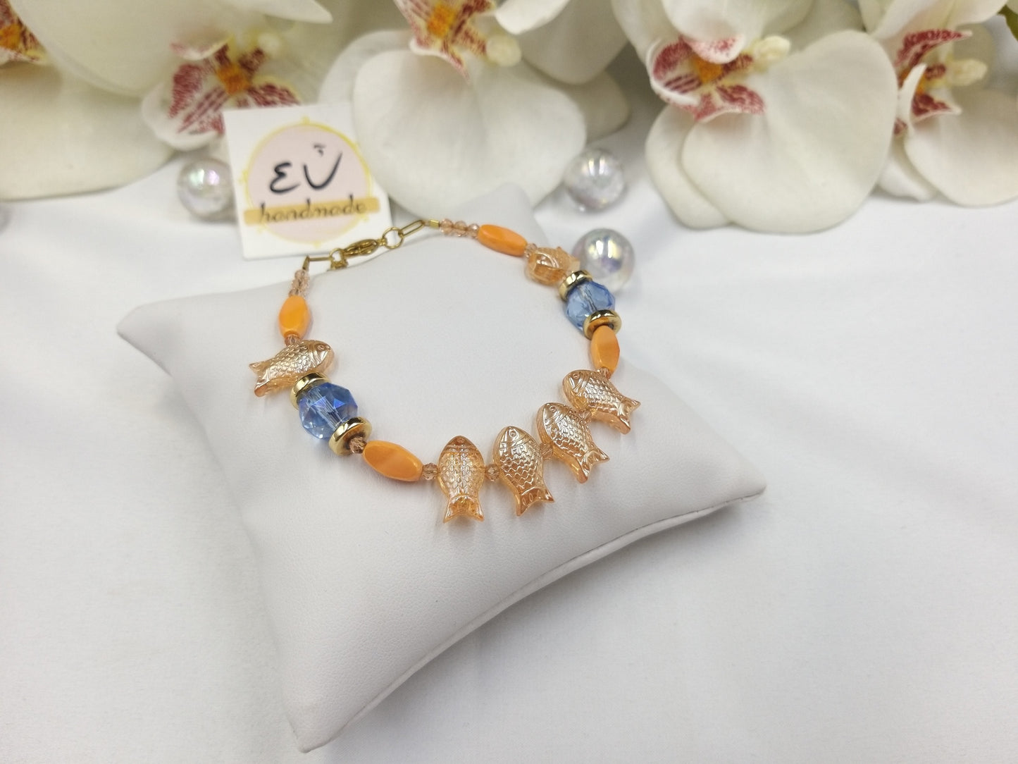 Χειροποίητο γυναικείο βραχιόλι με κρυστάλλινα ψαράκια