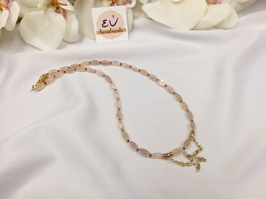 Χειροποίητο γυναικείο κολιέ αστερίας με χρωματιστά ζιργκόν