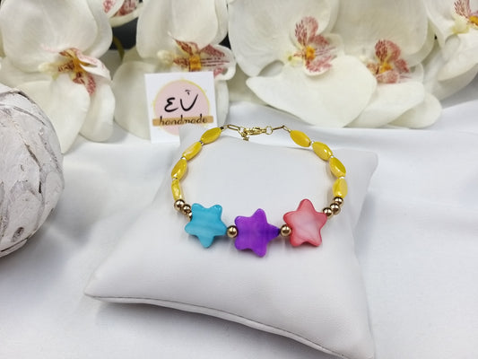Χειροποίητο βραχιόλι με αστεράκια φίλντισι