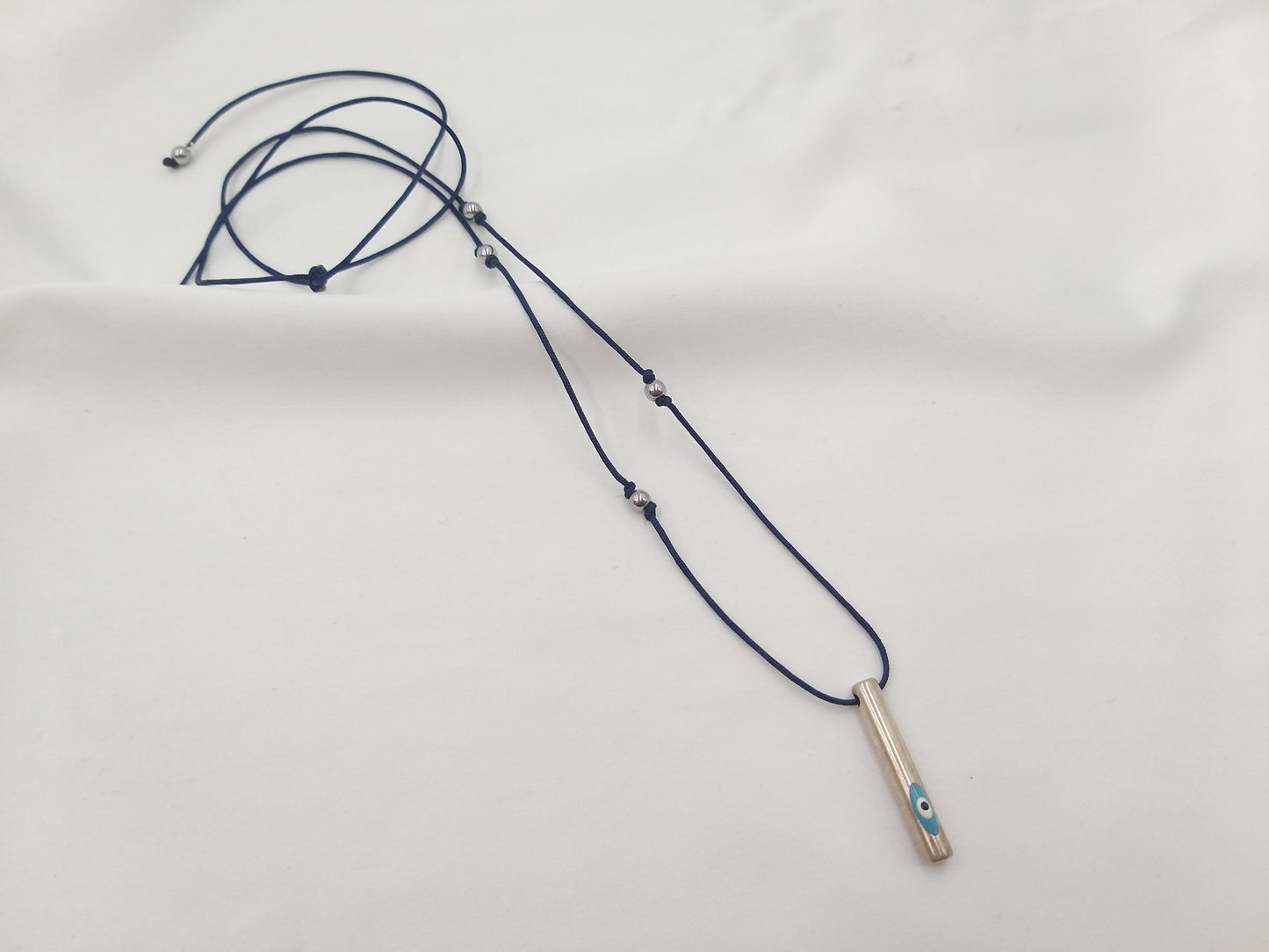 Ανδρικό κολιέ με μάτι προστασίας σε μπάρα και ρυθμιζόμενο κορδόνι Dragon Line euhandmade