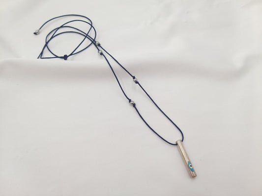 Ανδρικό κολιέ με μάτι προστασίας σε μπάρα και ρυθμιζόμενο κορδόνι Dragon Line euhandmade