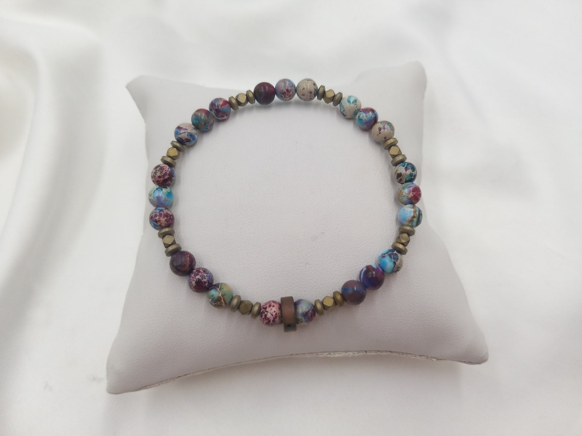 Ανδρικό χειροποίητο βραχιόλι 6mm με πολύχρωμο ίασπι και αιματίτη από τη συλλογή Dragon Line της euhandmade