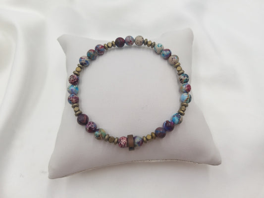 Ανδρικό χειροποίητο βραχιόλι 6mm με πολύχρωμο ίασπι και αιματίτη από τη συλλογή Dragon Line της euhandmade