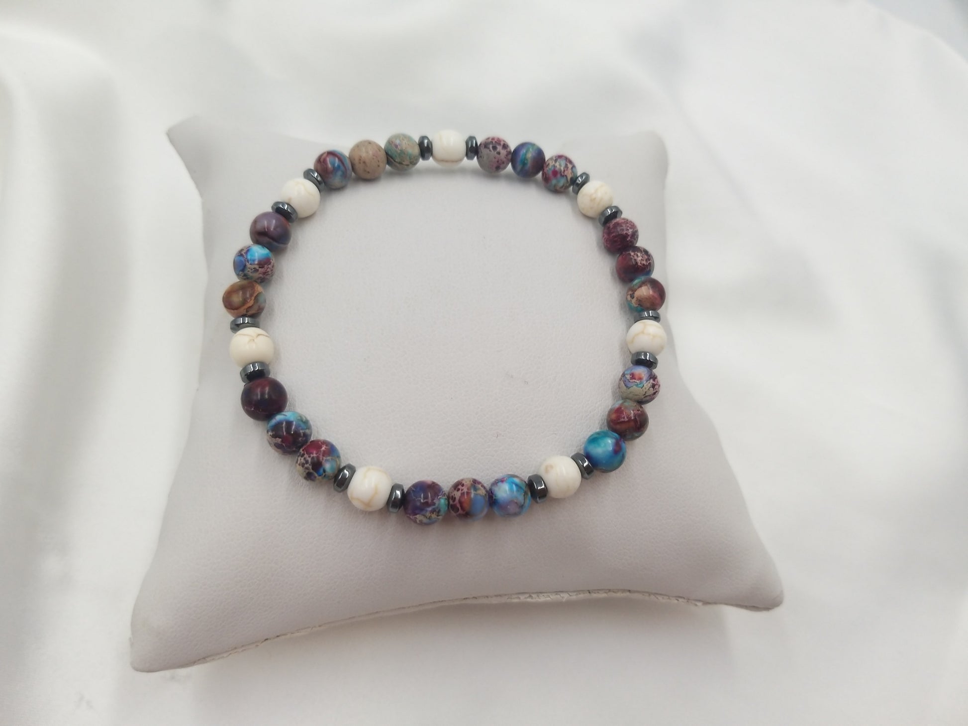 Ανδρικό χειροποίητο βραχιόλι 6mm με ίασπι, χαολίτη και αιματίτη από τη συλλογή Dragon Line της euhandmade