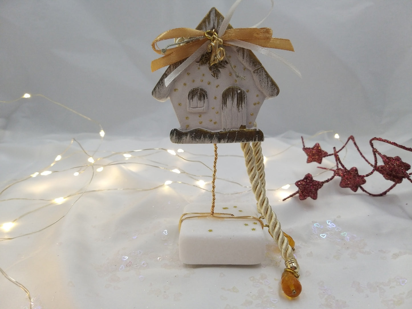 Χειροποίητο Γούρι Σπιτάκι 2026 Λευκό, euhandmade