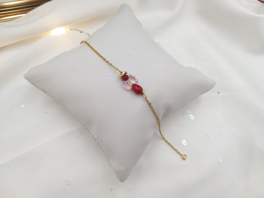 Χειροποίητο βραχιόλι αγγελάκι με κόκκινη πέρλα και ιριδίζοντα κρύσταλλα, euhandmade