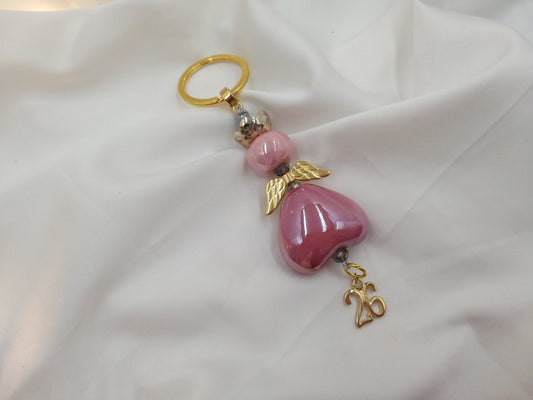 Γούρι 2026 Mini Angel Heart σε ροζ χρώμα – euhandmade