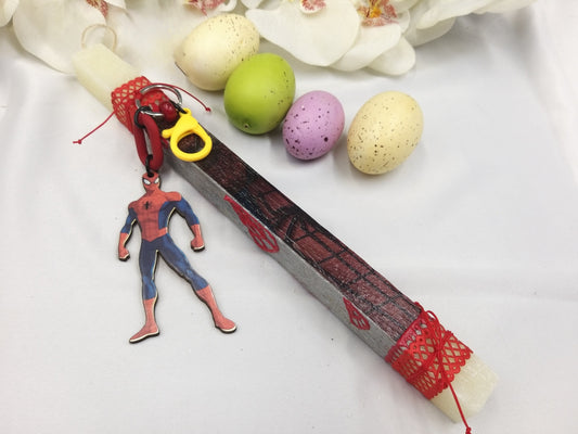 Πασχαλινή λαμπάδα Spiderman με μπρελόκ παιδική για αγόρι