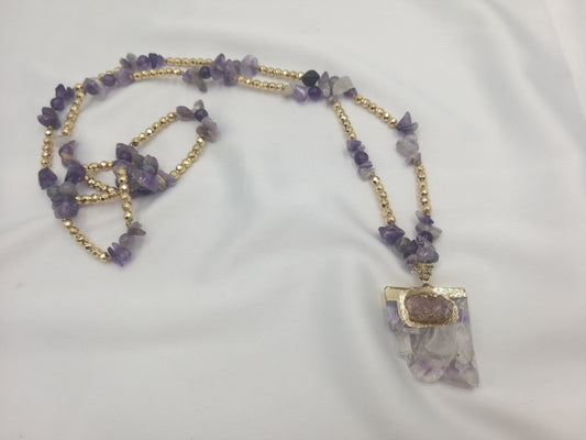 Ροζάριο με αμέθυστο και χρυσαφί αιματίτη