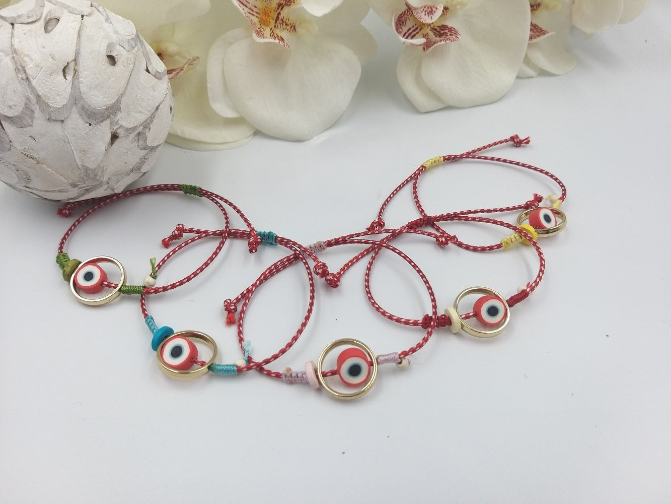 Βραχιόλι Μάρτη με Ματάκι & Χρυσό Κύκλο | euhandmade
